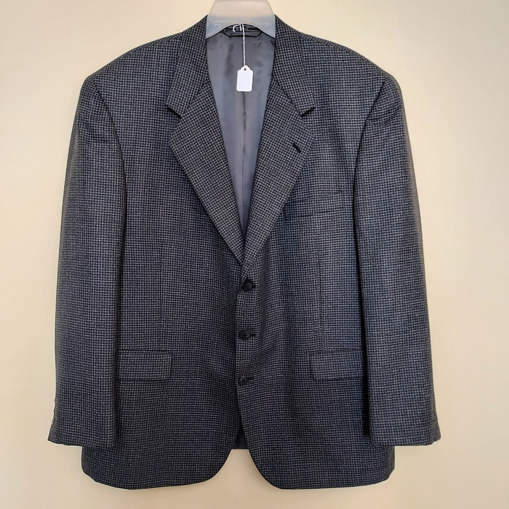 Hardy Amies Wool blend Black & Gray Sports Coat Jacket 48 Reg Business Church